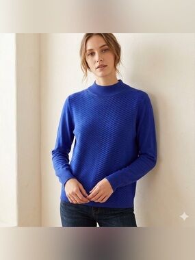 TanJay Textured Mockneck Chevron Long Sleeve Sweater Womens Size L Petite